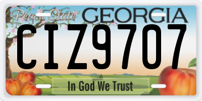 GA license plate CIZ9707