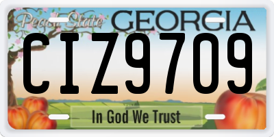 GA license plate CIZ9709