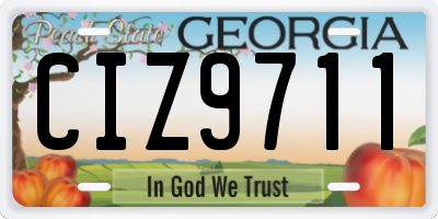 GA license plate CIZ9711