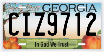 GA license plate CIZ9712