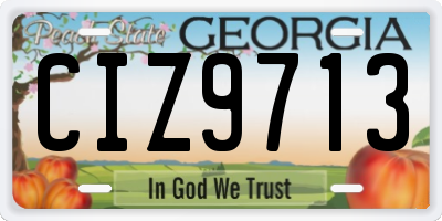 GA license plate CIZ9713