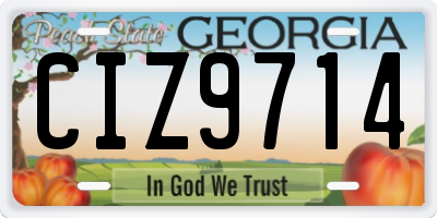 GA license plate CIZ9714