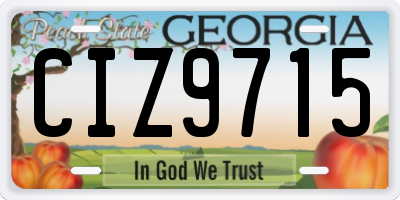 GA license plate CIZ9715