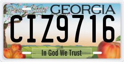 GA license plate CIZ9716