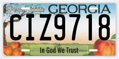 GA license plate CIZ9718