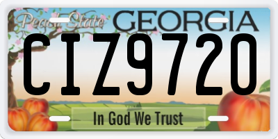 GA license plate CIZ9720
