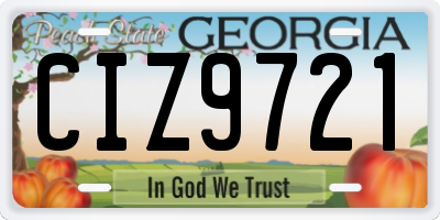 GA license plate CIZ9721