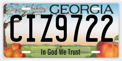 GA license plate CIZ9722
