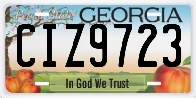 GA license plate CIZ9723