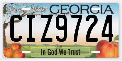 GA license plate CIZ9724