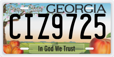 GA license plate CIZ9725