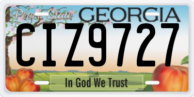 GA license plate CIZ9727