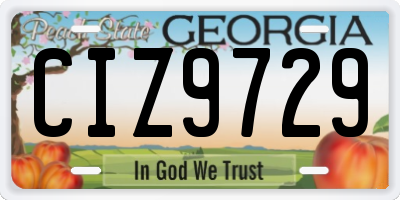 GA license plate CIZ9729