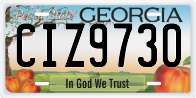 GA license plate CIZ9730