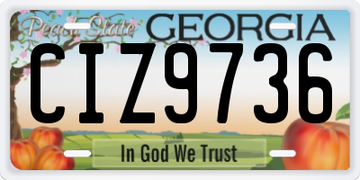 GA license plate CIZ9736
