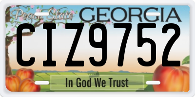 GA license plate CIZ9752