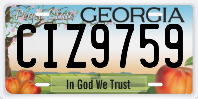 GA license plate CIZ9759