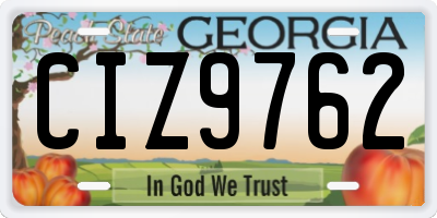 GA license plate CIZ9762