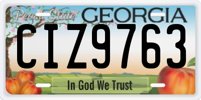 GA license plate CIZ9763