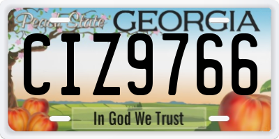GA license plate CIZ9766