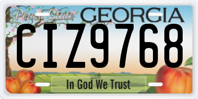GA license plate CIZ9768