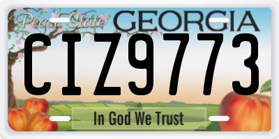 GA license plate CIZ9773