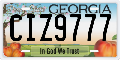 GA license plate CIZ9777
