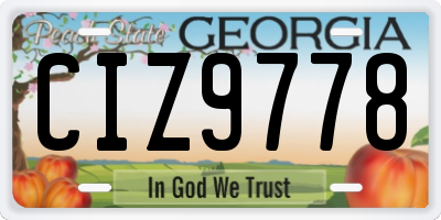 GA license plate CIZ9778