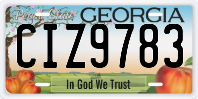 GA license plate CIZ9783