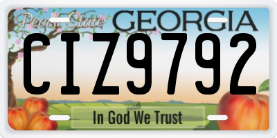GA license plate CIZ9792