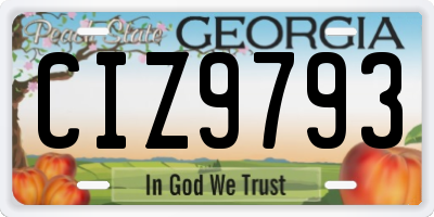 GA license plate CIZ9793