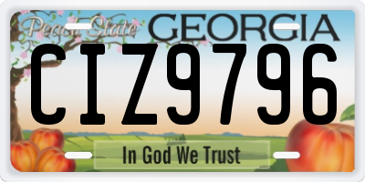 GA license plate CIZ9796