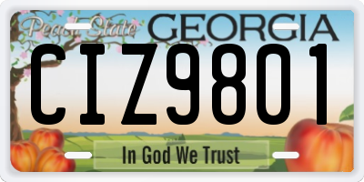 GA license plate CIZ9801