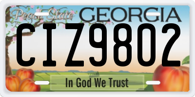 GA license plate CIZ9802
