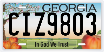 GA license plate CIZ9803