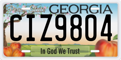 GA license plate CIZ9804