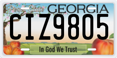 GA license plate CIZ9805
