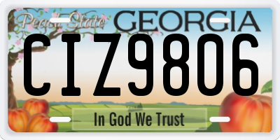 GA license plate CIZ9806
