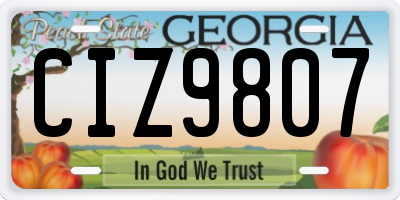 GA license plate CIZ9807