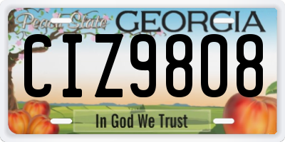 GA license plate CIZ9808