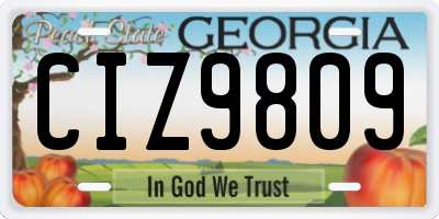 GA license plate CIZ9809