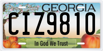 GA license plate CIZ9810