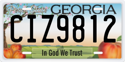 GA license plate CIZ9812