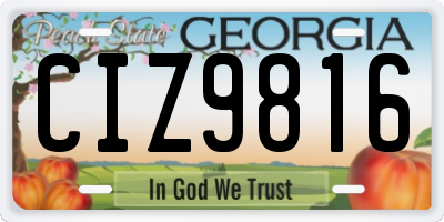 GA license plate CIZ9816