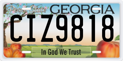 GA license plate CIZ9818
