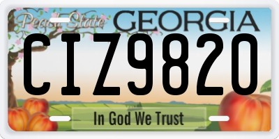 GA license plate CIZ9820