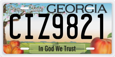 GA license plate CIZ9821