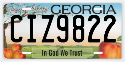 GA license plate CIZ9822