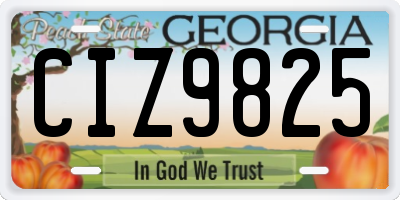 GA license plate CIZ9825