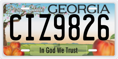 GA license plate CIZ9826